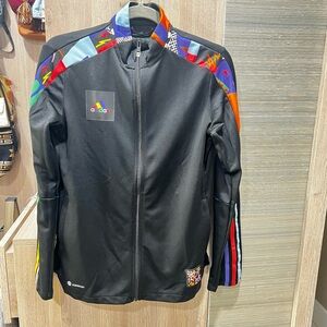 Adidas Black Jacket with Multicolor Design